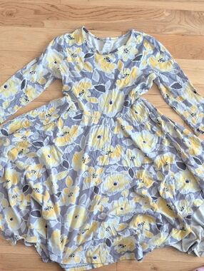 Gymboree Yellow and Gray Floral Long-Sleeve Dress